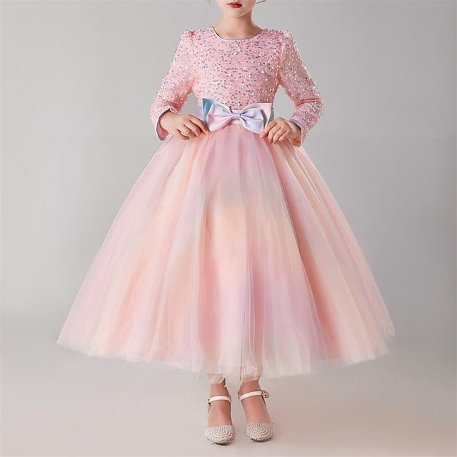 Kids Party Girls' Dress Color Flower Solid Girl FashionChic