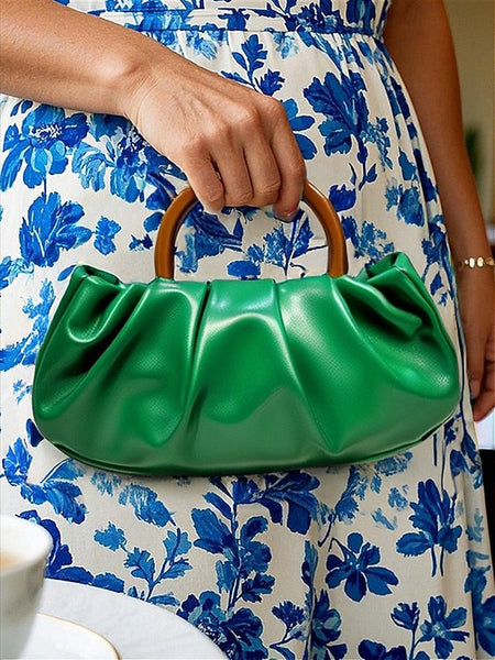 with Pleated Women's Faux Leather Acrylic Tote Bag Clutch FashionChic