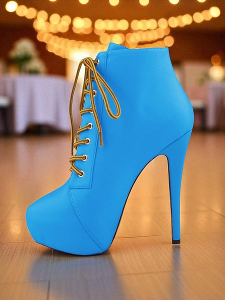 Beige Platform Ankle Lace-Up - Faux Women's Boots Leather FashionChic