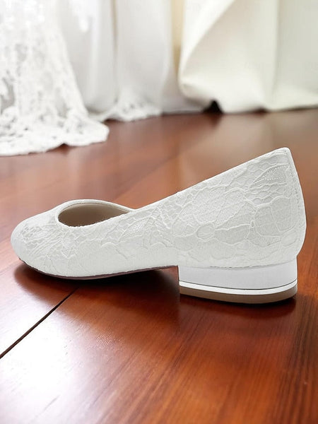 Flats Women's Wedding Lace Ivory Heel Low FashionChic