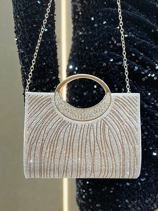 Evening Bag Clutch – Round Rhinestone with Women's Handle FashionChic