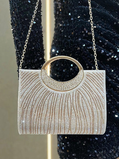 Evening Bag Clutch – Round Rhinestone with Women's Handle FashionChic