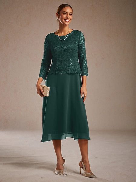 Women's Midi Dress Chiffon Dress Elegant Wedding Guest FashionChic