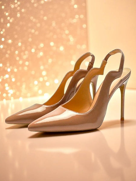 Slingback Women's Leather and Black Red Heels Patent FashionChic