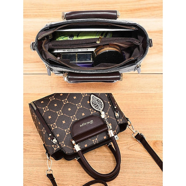 Accents Elegant Faux with Red Women's and Leather Handbag FashionChic