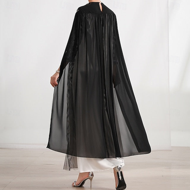 Cape Bride Neck A-Line the Crew Dress Elegant of Mother FashionChic