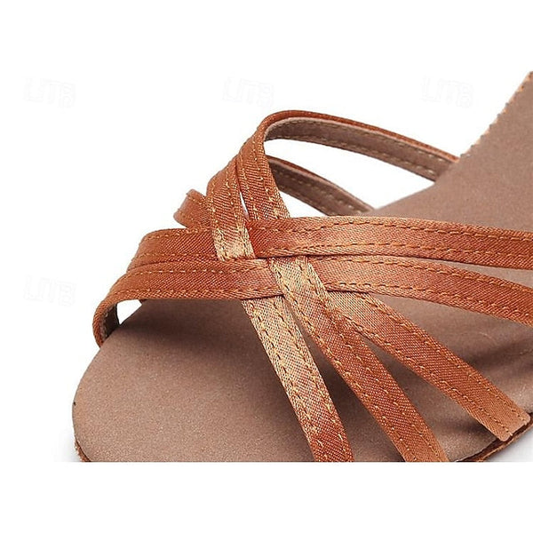 Strappy Women's Dance Satin with and Latin Design Shoes FashionChic