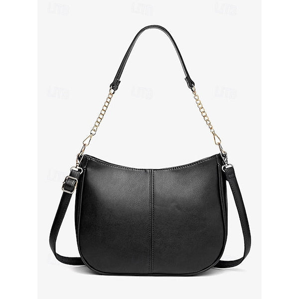 Bag Shoulder Leather Women's Chain Brown Gold Faux with FashionChic