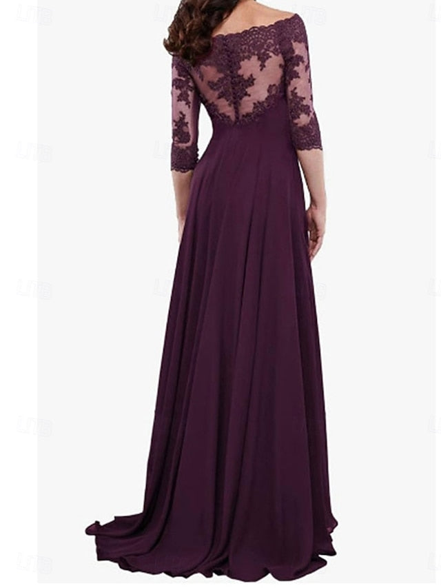 Mother of Elegant A-Line the Bride Dress Simple Off Shoulder FashionChic