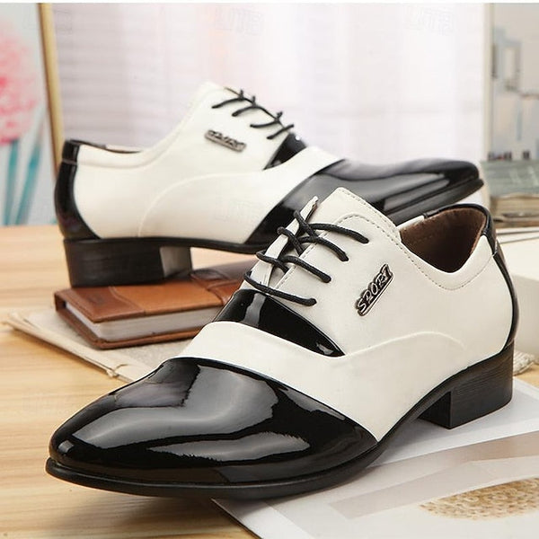 White Faux – Men's Shoes and Leather Oxford Black Patent FashionChic