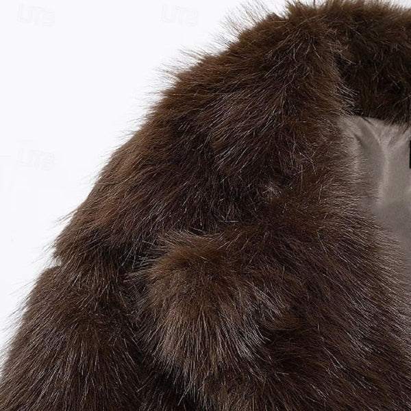 Comfortable Warm Women's Fur Pocket Coat Faux Furs FashionChic