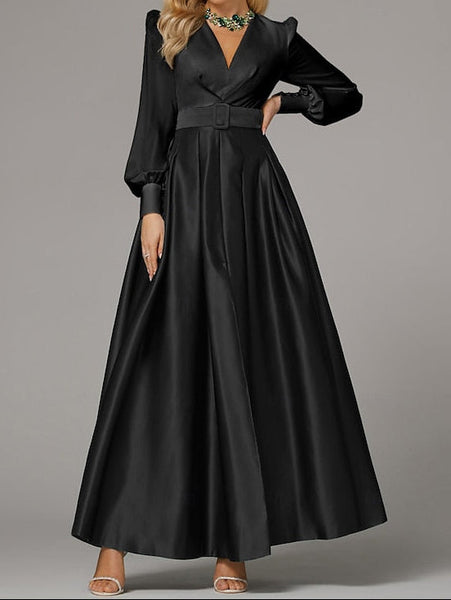 Wedding Guest Evening High Split Floor A-Line Formal Gown Dress FashionChic