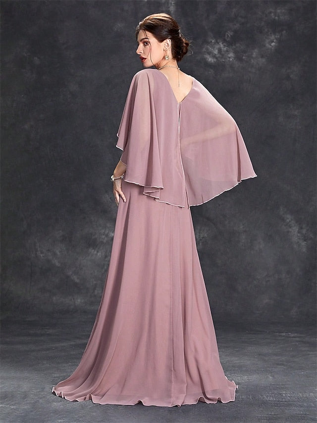 Mother V of Floor the Neck Bride Party Dress Elegant FashionChic
