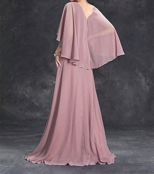 of Mother Dress the Floor Neck Bride Elegant V Party FashionChic