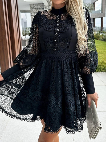 Women's Mini Dress White Dress Lace Dress Casual Dress A