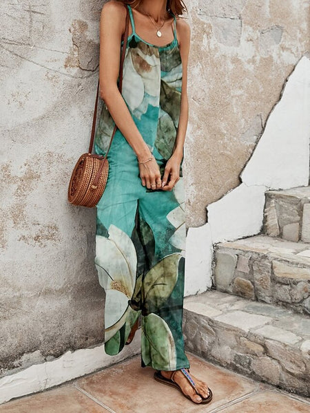 Women's Normal Jumpsuit Streetwear Floral Sleeveless U Neck