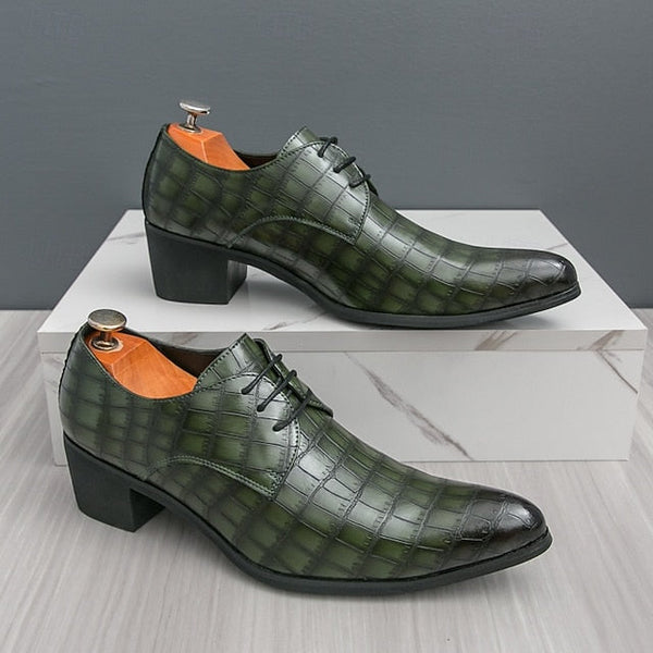 Pattern Dress Shoes Crocodile Leather – Red Faux Men's FashionChic