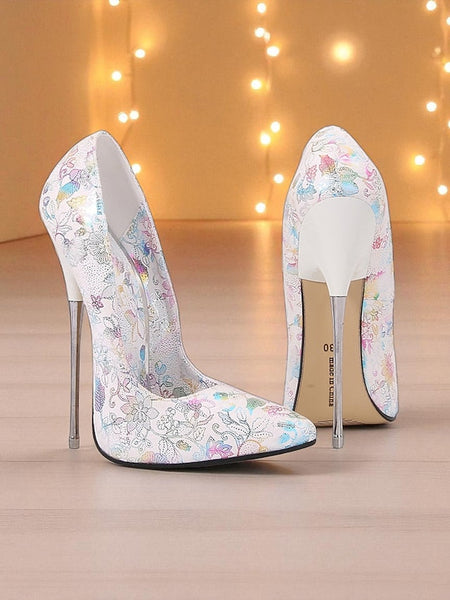 Stiletto Heels High Women's Jacquard Red FashionChic