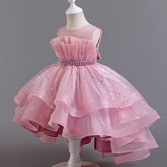 Sleeveless Dress Girls' Party Kids Girl Sequin Flower FashionChic