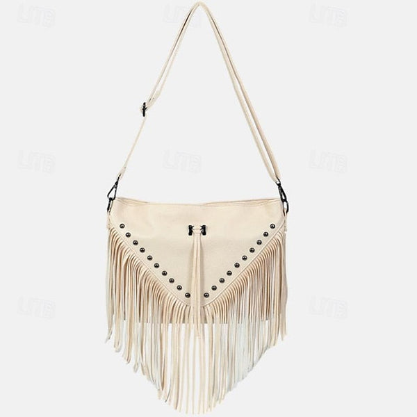 Style Leather with Women's Fringe Crossbody Bohemian Bag FashionChic