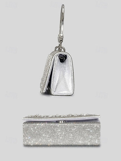 Evening Elegant with Silver Handbag Crystal Chain Women's FashionChic