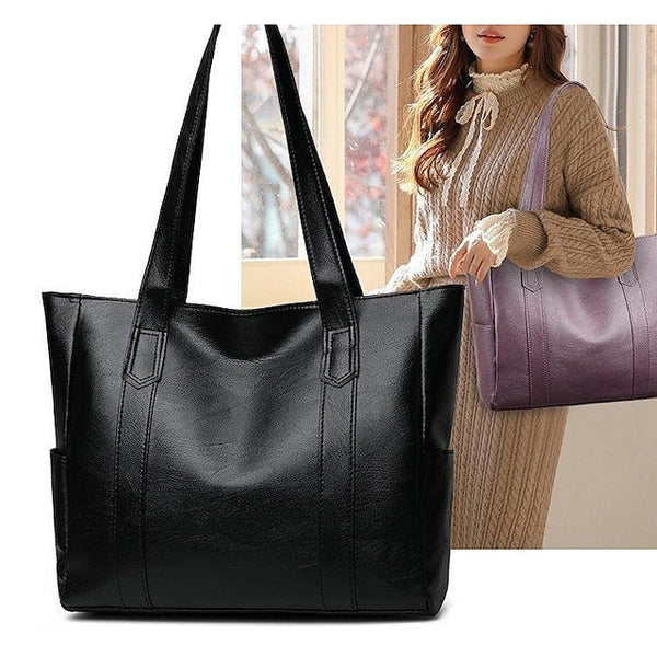 Bag Black – Leather Large Faux Women's Tote Stylish FashionChic