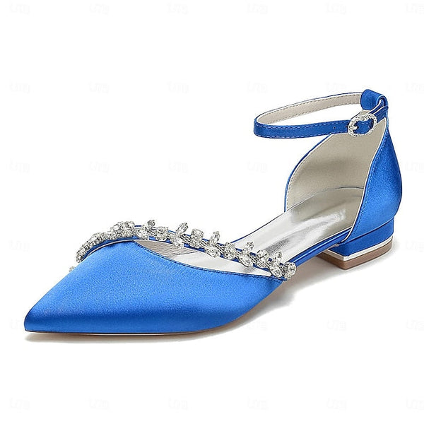 Elegant Pointed Wedding Satin Women's – White Flats Toe FashionChic