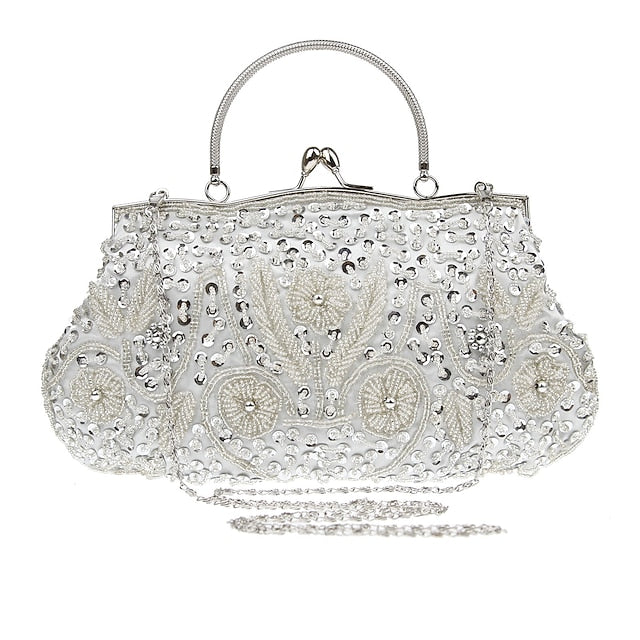 Vintage Evening Clutch Beaded Purse White Women's – FashionChic