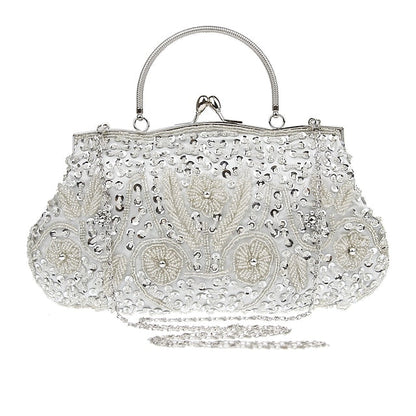 Vintage Evening Clutch Beaded Purse White Women's – FashionChic