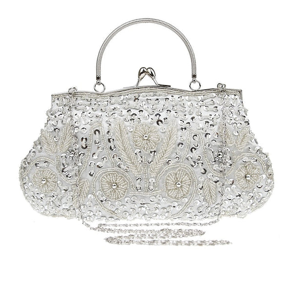 Vintage Evening Clutch Beaded Purse White Women's – FashionChic