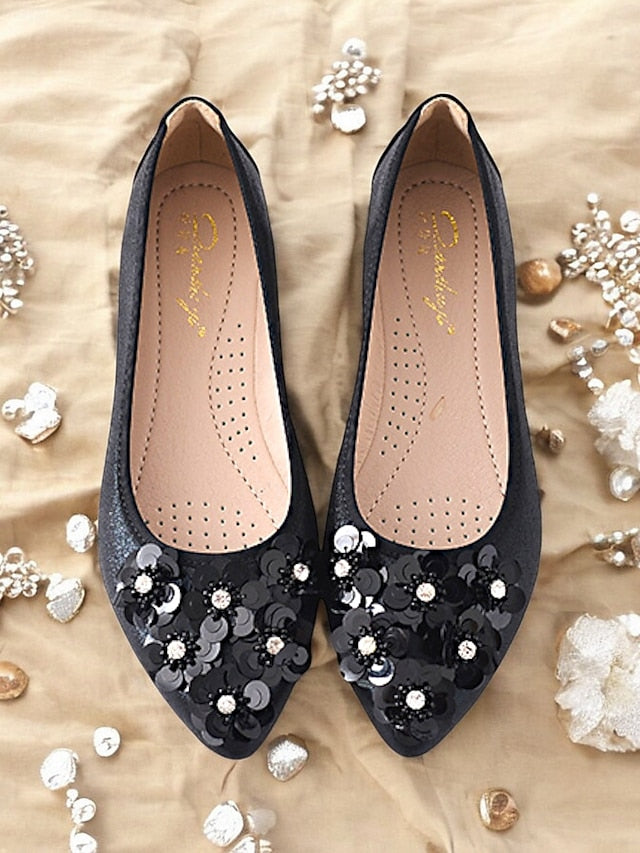 Women's – Floral Embellished Comfortable Foldable Flats FashionChic