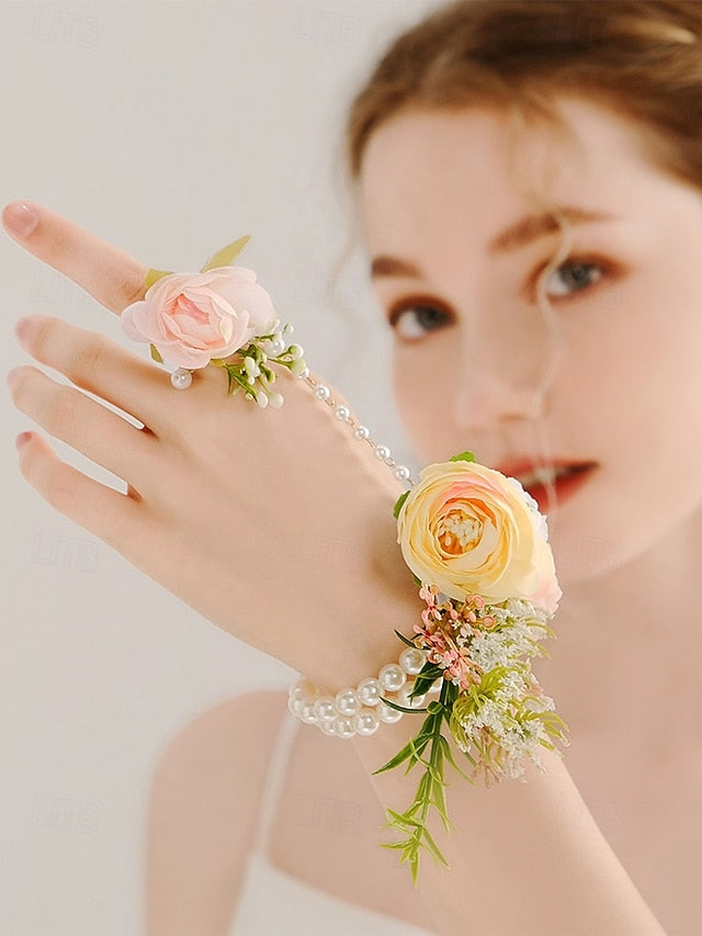 and – Elegant White Set Pearls Jewelry Wrist with Hand Floral FashionChic