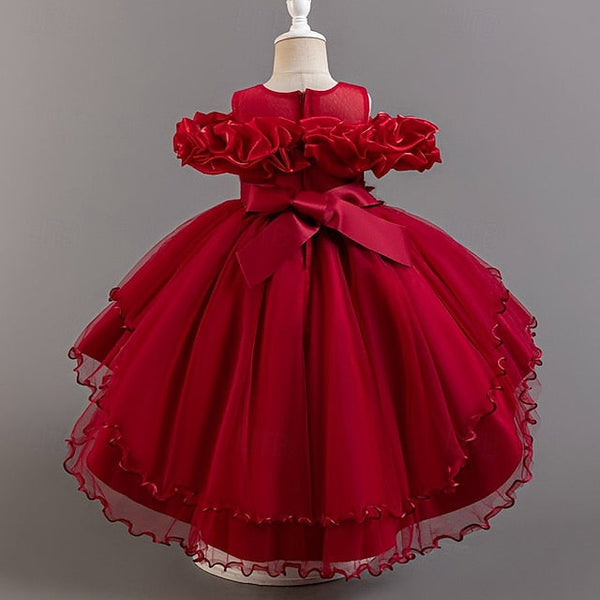 Dress Floral Sleeve Wedding Girls' Short Kids Party Flower FashionChic