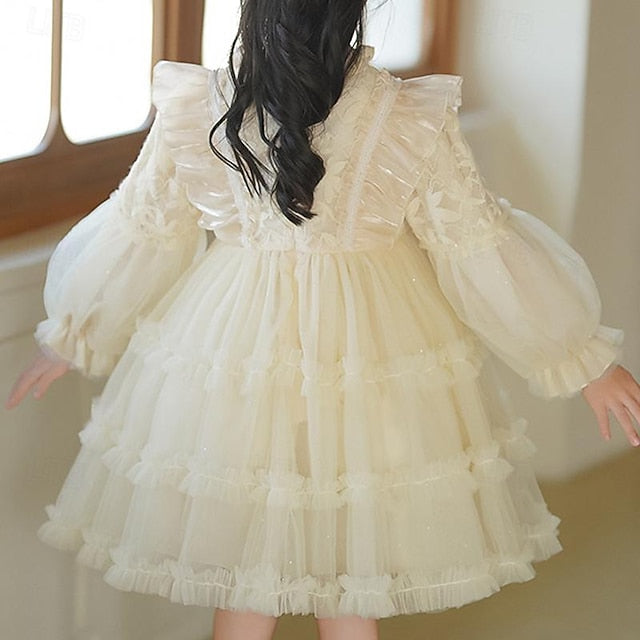 Girl Long Girls' Kids Dress Flower Color Solid Party FashionChic