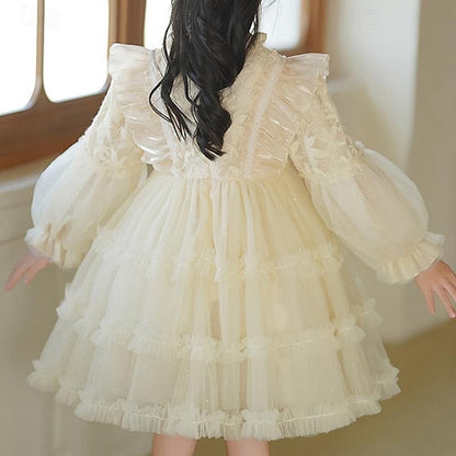 Girl Long Girls' Kids Dress Flower Color Solid Party FashionChic