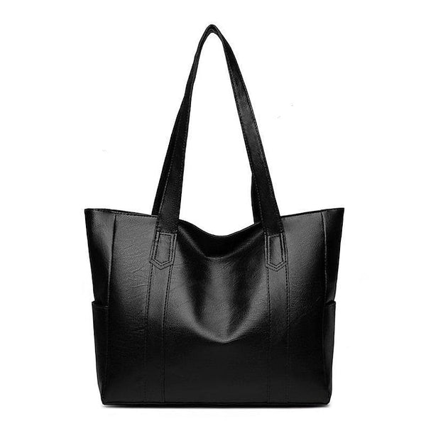 Bag Black – Leather Large Faux Women's Tote Stylish FashionChic