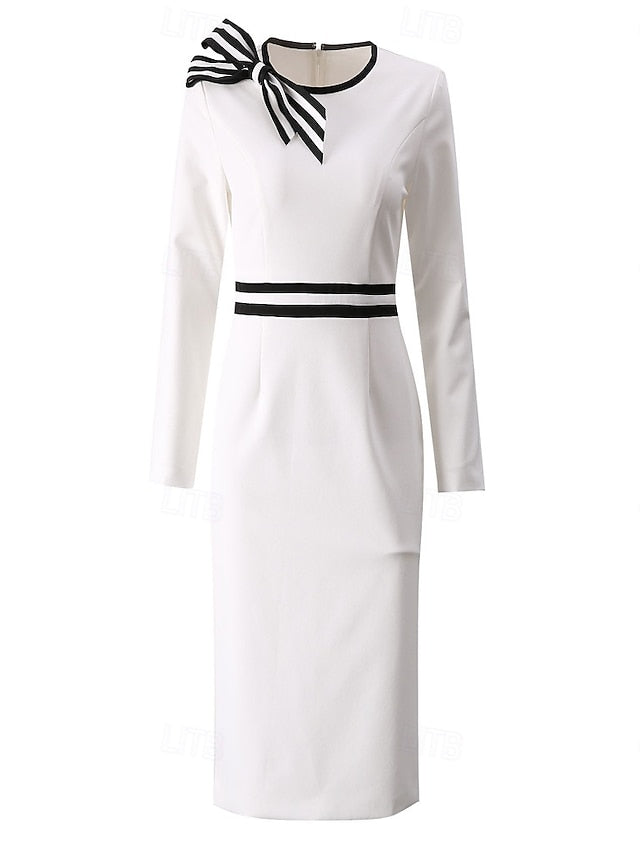 Crew Elegant Bride Dress of Neck Vintage the Casual Mother FashionChic