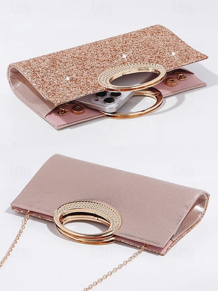 Evening Gold with Women's Silver Clutch Glitter Bag FashionChic