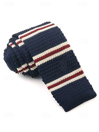 Neck Men's Stylish Christmas Stripe Knit - Tie Woven FashionChic