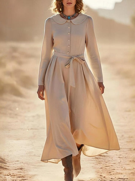Women's Midi Dress Cotton Linen Dress Fashion Modern Daily FashionChic
