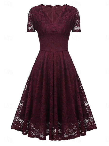 Women's Midi Dress Lace Dress Cocktail Dress Wedding Guest FashionChic