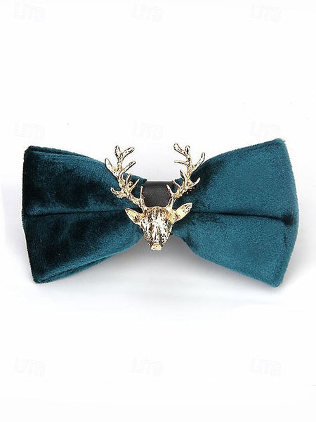 Bow Gold Men's Velvet Pin with Tie Head Deer FashionChic