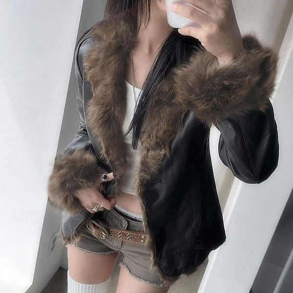 Jacket Warm Comfortable Women's Buttons Fur Casual Collar FashionChic