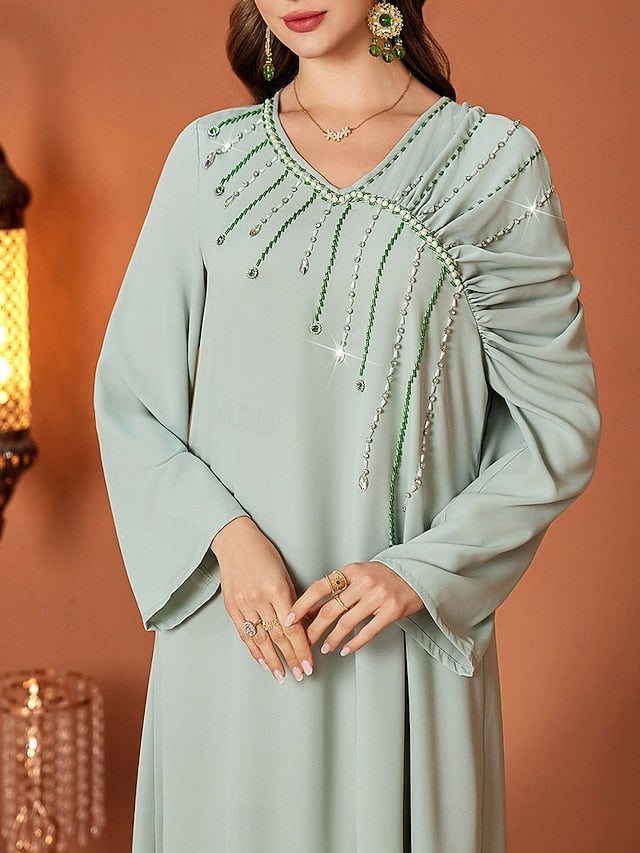 V Elegant of Bride A-Line Floor the Mother Length Neck Dress FashionChic