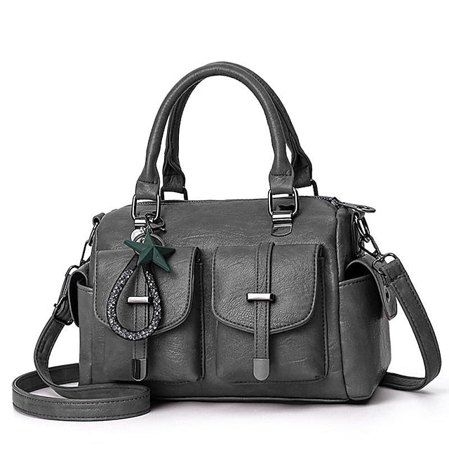 Stylish Large – Women's Blue Leather Handbag Faux FashionChic