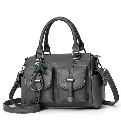 Stylish Large – Women's Blue Leather Handbag Faux FashionChic
