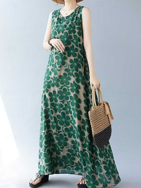 Women's Maxi Dress Cotton Blend Casual Dress Swing Dress FashionChic