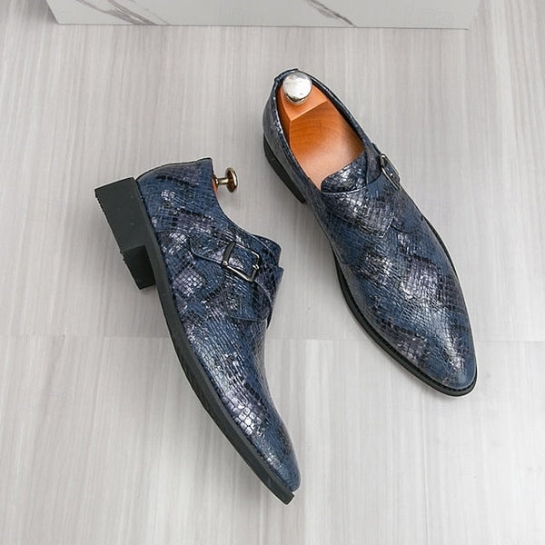 Formal Brown Print Snake Shoes Strap Monk Men Classic – for FashionChic
