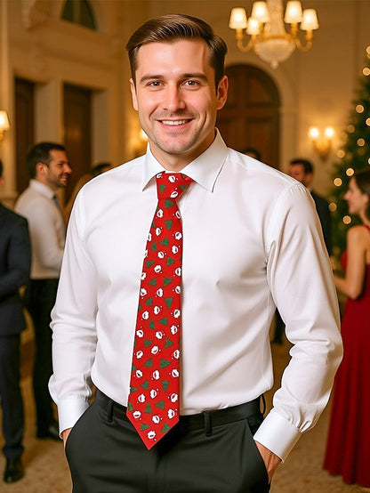 Fun Polyester Tree Men's Christmas Silk Santa – and Tie FashionChic