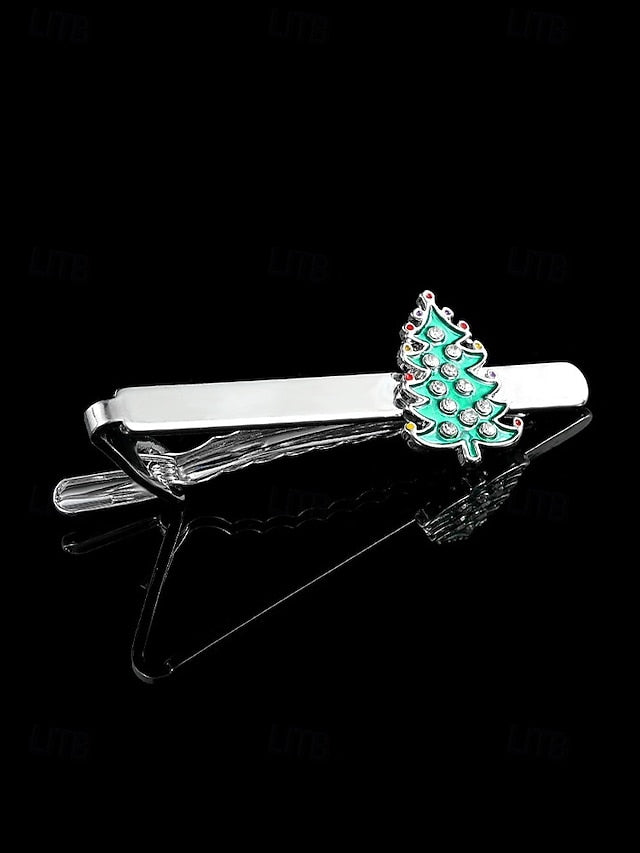 Festive Men's - and Cufflinks Clip Tree Set Christmas Tie FashionChic